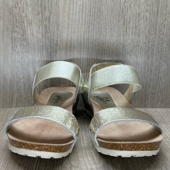 Yokono Sandals Womens Sz 8 Slingback Elastic Strap Wedge Open Toe Metallic Gold - Picture 4 of 12